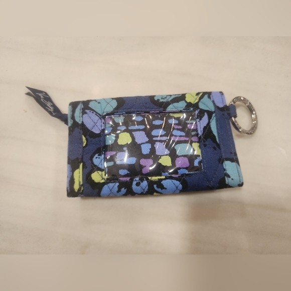 Vera Bradley Quick Swipe ID Coin Case in the Indigo Pop pattern. - Picture 4 of 12